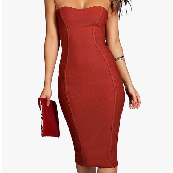 bandeau bandage midi dress